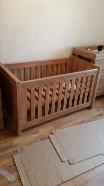 Picture of a Mamas-and-Papas Franklyn Cotbed we assembled in Cheshire