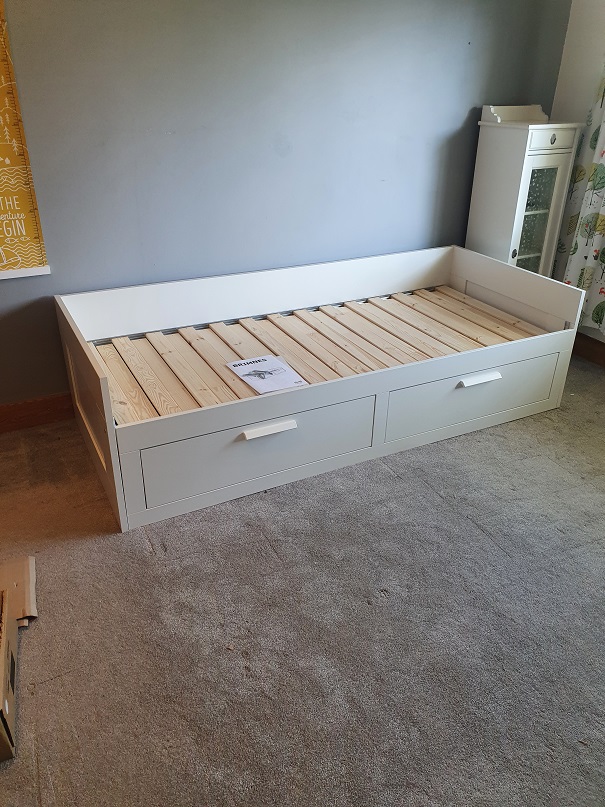Photo of an Ikea Brimnes Bed we assembled in Cumbria