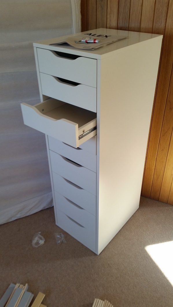 Photo of an Ikean Alex Tallboy we assembled in Bedfordshire